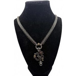 Barbara Bixby Sterling Silver Necklace & Quartz Enhancer 18K Gold Accents 70.8g